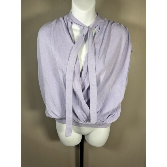 Anthropologie Womens Medium Rambuteau Tie Neck Faux Wrap Sweater Knit Shirt - Picture 1 of 6